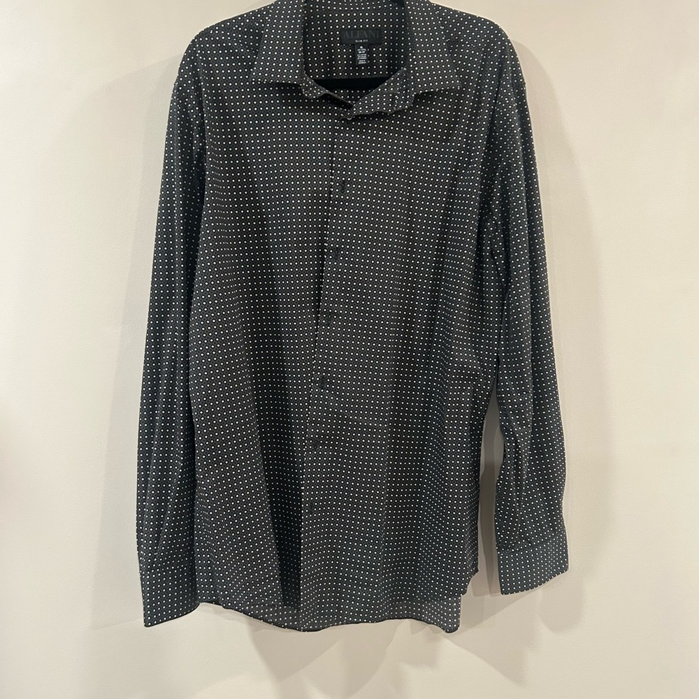 Alfani Black and White Dot Button Down Shirt